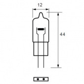 GY6.35: GY6.35 capsule bulb 12mm diameter glass with single transverse filament and 6.35mm pin centres from £0.01 each